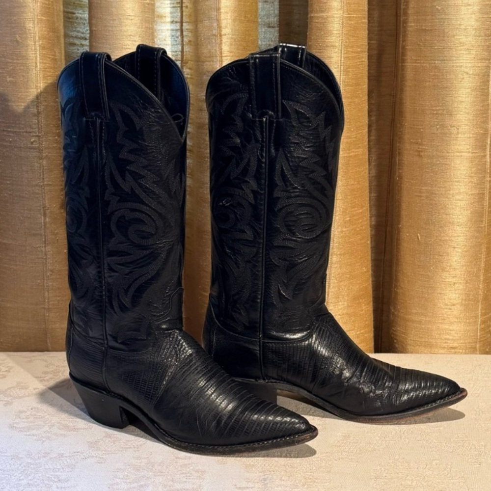 Justin Black Lizard L4786 Cowboy Boots 7-1/2-B